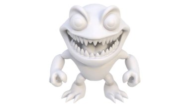 3 d rendering of a white alien isolated on white background