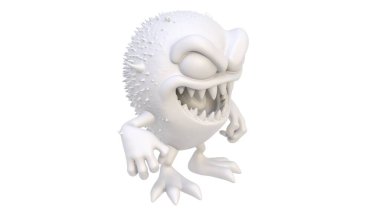 3 d render of an angry white monster on a white background