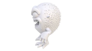 3 d illustration of a white monster on a white background