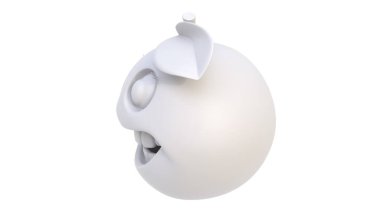 Beyaz arkaplanda izole edilmiş beyaz bir kürenin 3 boyutlu görüntülemesi