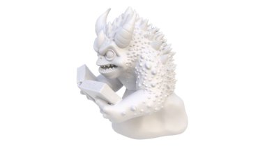 3 d rendering of a white dragon on a white background