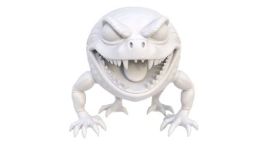 3 d rendering of a white dragon isolated on white background
