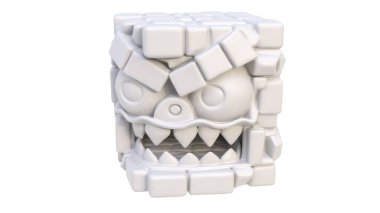 Beyaz canavar beyaz üzerine izole