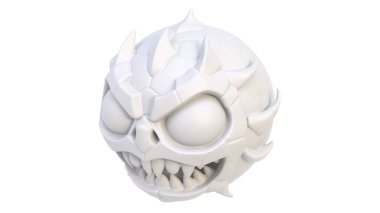 3 d rendering of a white skull isolated on a white background