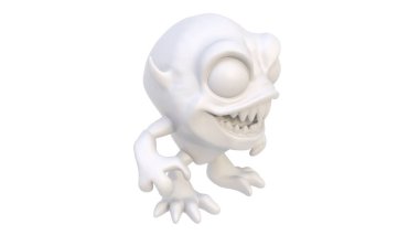 Beyaz arka planda izole edilmiş beyaz bir kafatası 3 boyutlu görüntüleme