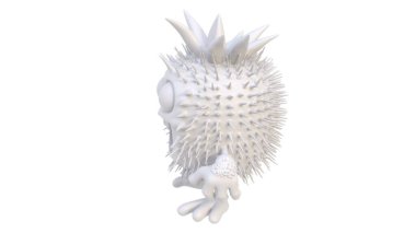 3 d rendering of a white tiger shape isolated on white background