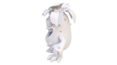 3 d rendering of a white heart with a broken wings on a white background