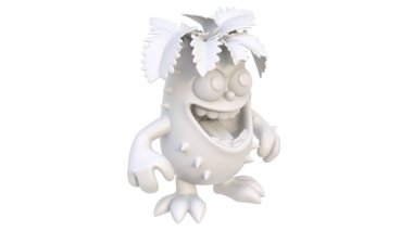 white cartoon character of a monster with a crown