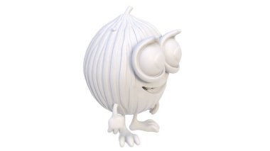 3 d rendering of cute white alien isolated over white background with shadow