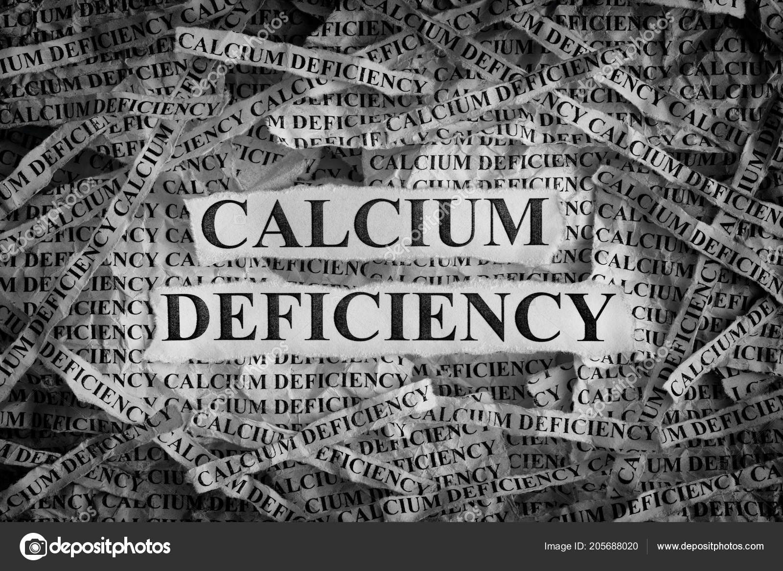 Calcium Deficiency Torn Pieces Paper Words Calcium Deficiency Concept