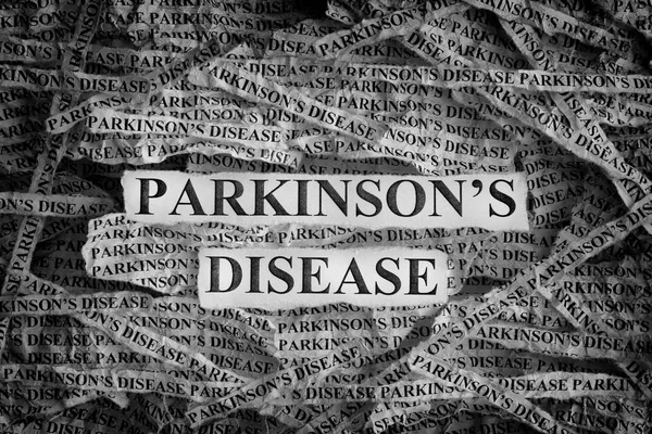 Morbo Parkinson Pezzi Carta Strappati Con Parole Morbo Parkinson Immagine — Foto Stock