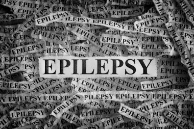 Epilepsi. Kağıt epilepsi kelimelerle yırtık parçaları. Kavram görüntü. Siyah ve beyaz. Portre.