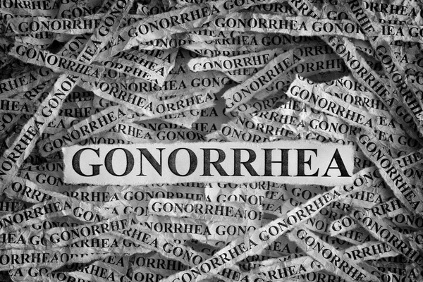 Gonorrhoea Tépett Papírlap Ezekkel Szavakkal Gonorrhoea Kép Fogalom Fekete Fehér — Stock Fotó