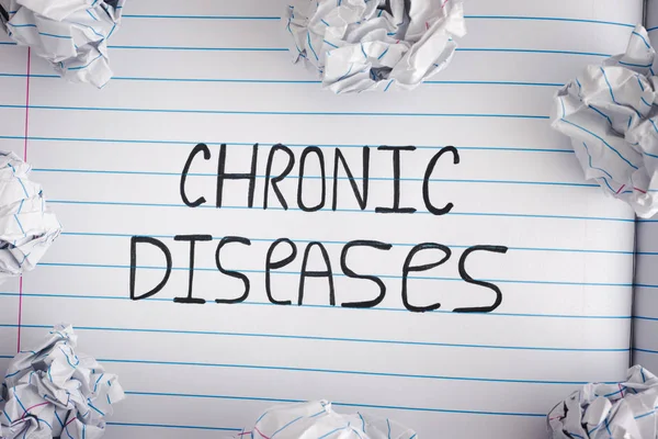 Words Chronic Diseases on notebook sheet with some crumpled pap