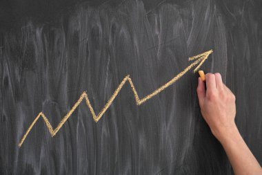 Yukarı gidiyor Sarı Ok çizim El