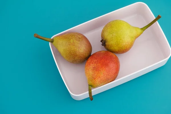 Young Pears Plastic Container Close — Stock Photo, Image