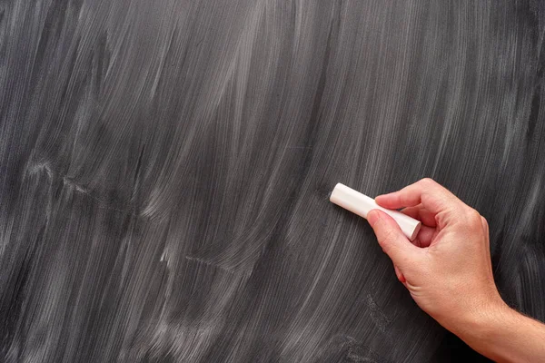 Person Using White Chalk Blackboard Close — Stock Photo, Image