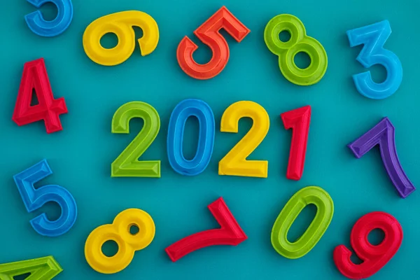 Das Jahr 2021 Aus Fimo Zahlen Mit Ziffern Die Sie — Stockfoto