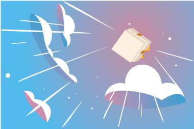 hediye yukarıdan yukarıdan bulutlarda uçar