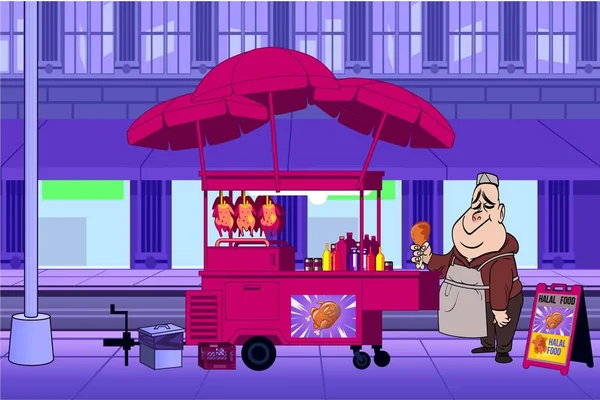 街头鸡食品车卡车中城午餐厨师亚洲 免版税图库插图
