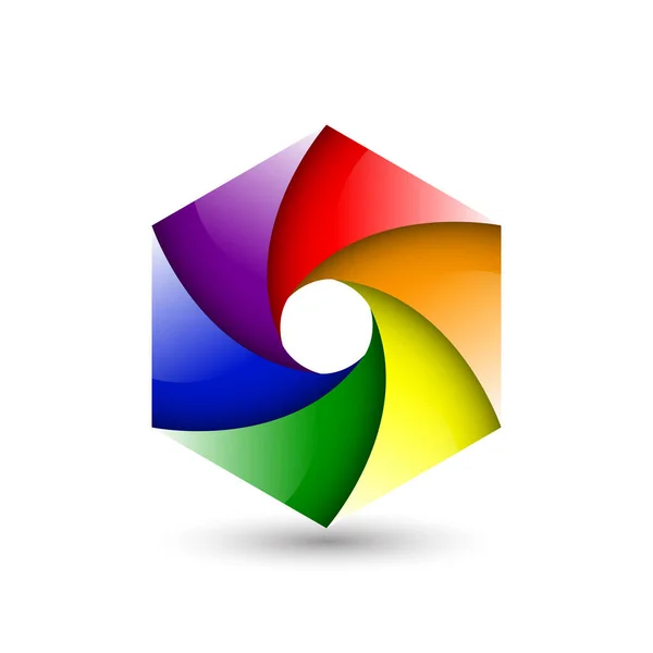 Abstrait Coloré Fierté Logo Icône Conception Hexagone Spirale Illustration Vectorielle — Image vectorielle