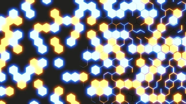 Abstract Hexagon Grid Groeilijn Geometrisch Oppervlak Licht Tech Neon Licht — Stockfoto