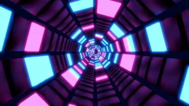 Abstrait Bleu Violet Cercle Néon Boucle Rendu Animation Science Fiction — Video