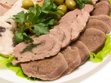 Çeşitli atıştırmalıklar. Yemekler gemide. Yemek servisi. Et..