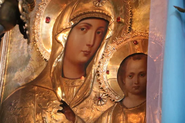 Tradycyjna Prawosławna Ikona Matki Bożej — Zdjęcie stockowe