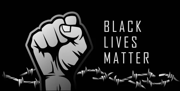 Siyahların Yaşamı Önemlidir. İnsan eli havaya kaldırıldı. Gerçekçi biçim vektör illüstrasyonu.