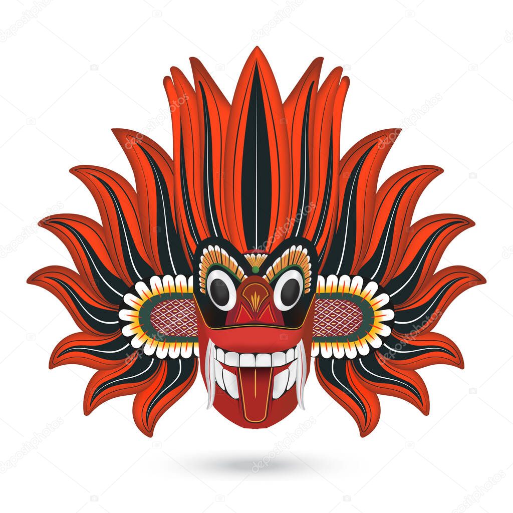 Sri Lankan traditional Fire Dancer Mask in vector format