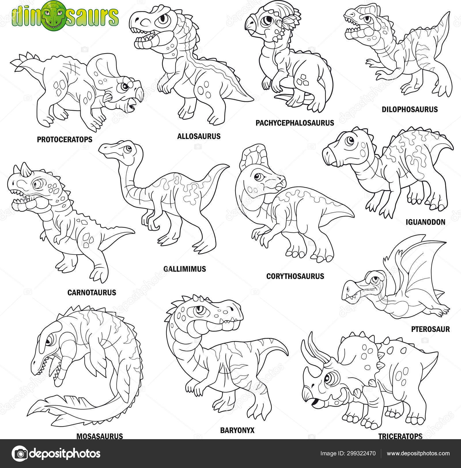 cartoon cute prehistoric dinosaurs coloring book image set stock vector by c fargon 299322470 coloriage avion lego