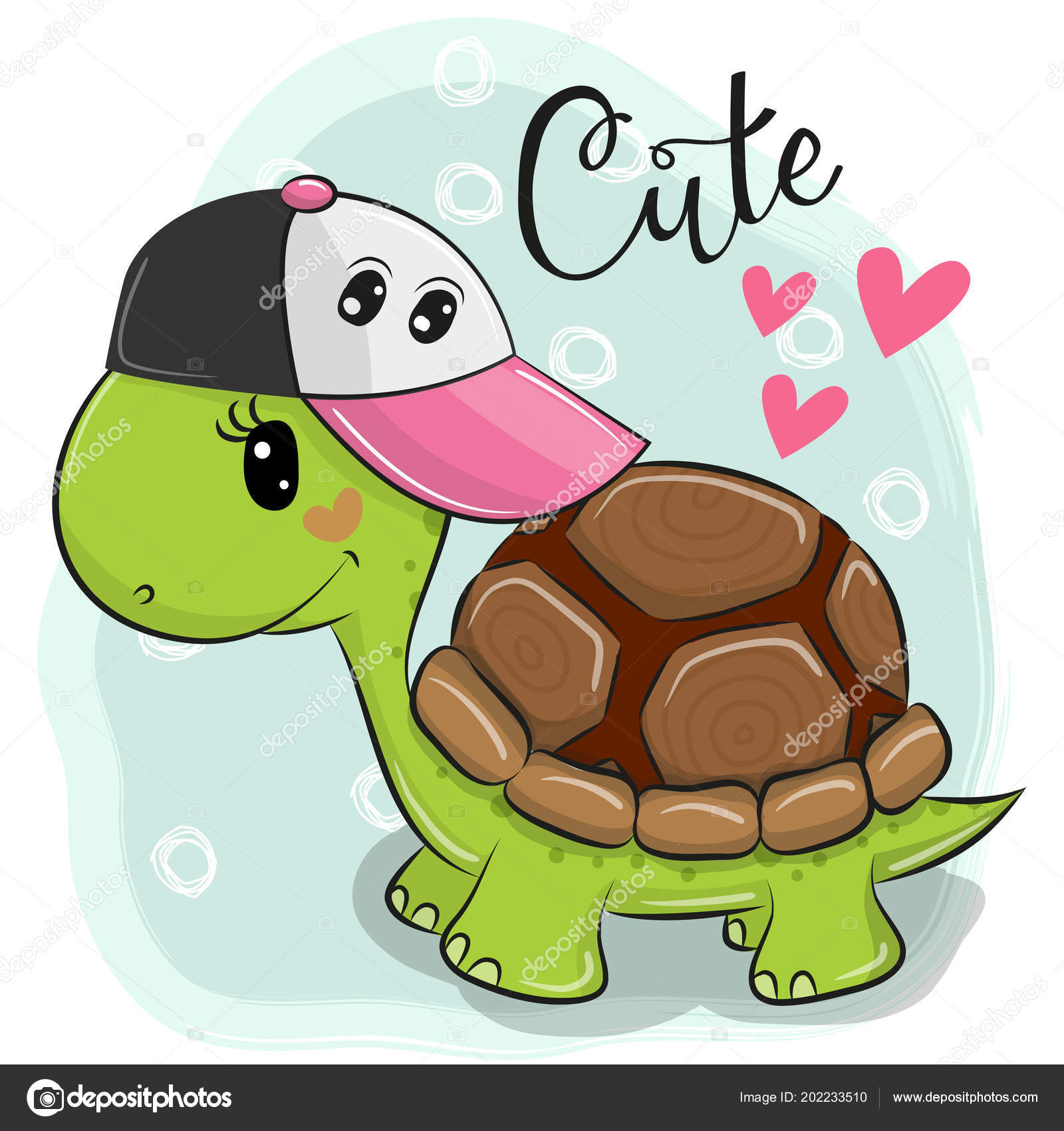 Cute Cartoon Turtle Blue Background Stock Vector Image by ©Reginast777  #202233510