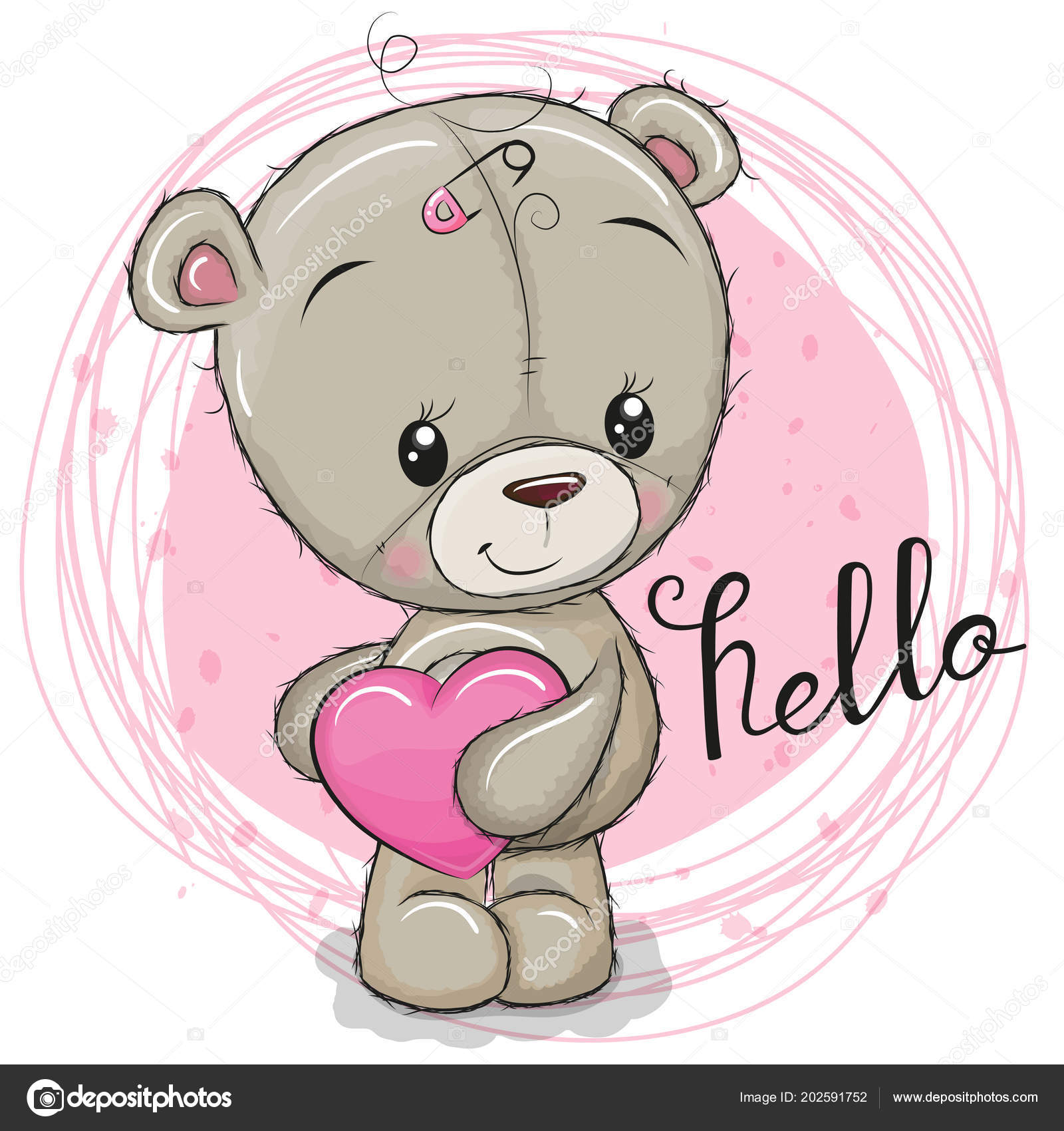 Cute Cartoon Teddy Bear Girl Heart Stock Vector by ©Reginast777 202591752