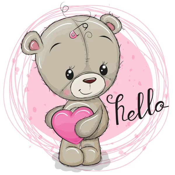 Χαριτωμένο Αρκουδάκι Καρτούν Κορίτσι Καρδιά — Διανυσματικό Αρχείο