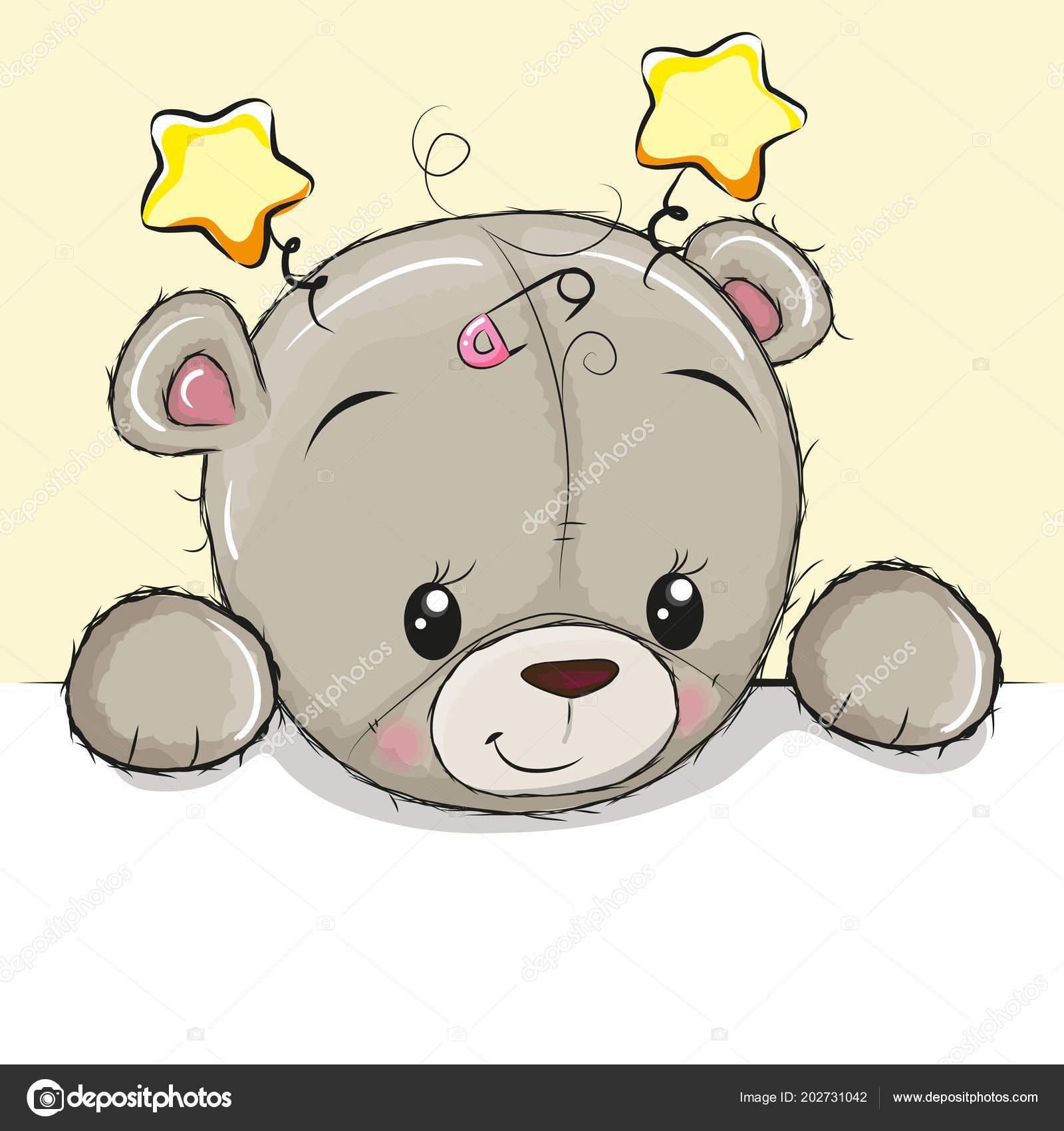 Cute Drawing Teddy Bear Yellow Background Stock Vector by ...