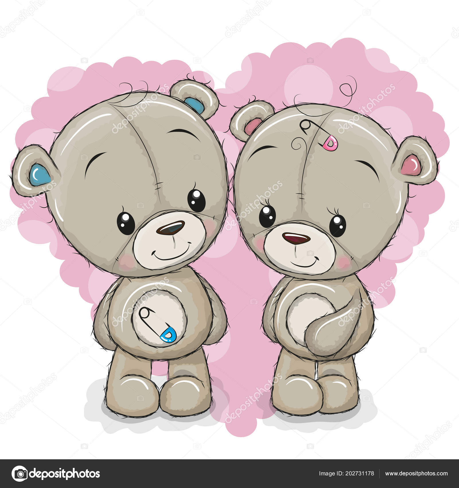 Two Cute Cartoon Bears Background Heart Stock Vector Image by ©Reginast777  #202731178