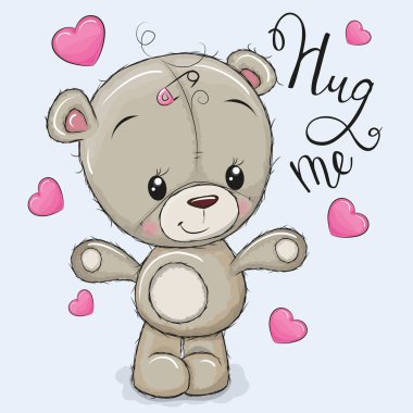 Tebrik kartı ayı kızla kalpler