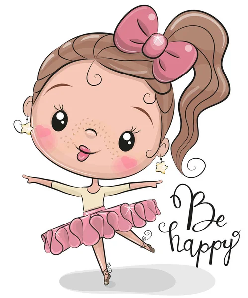 Bonito Cartoon Ballerina Fundo Branco — Vetor de Stock