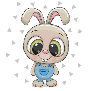 Beyaz arka planda sevimli çizgi film tavşanı