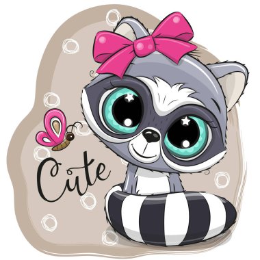 Sevimli çizgi film rakun kız baige arka plan üzerinde