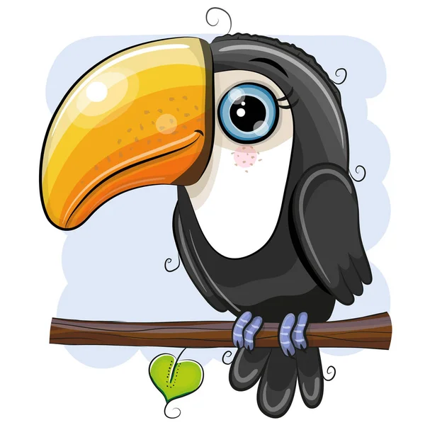 Roztomilý Kreslený Toucan Sedí Větvi — Stockový vektor