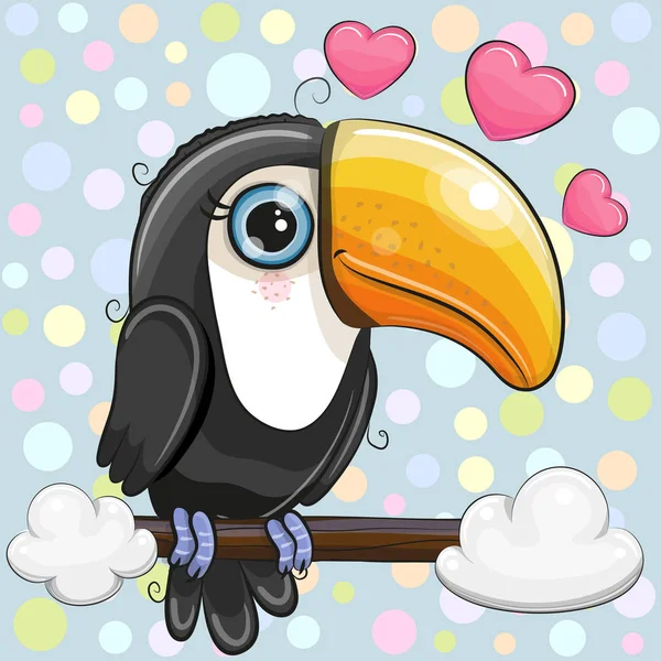 Schattige Cartoon Toucan Zit Een Tak — Stockvector