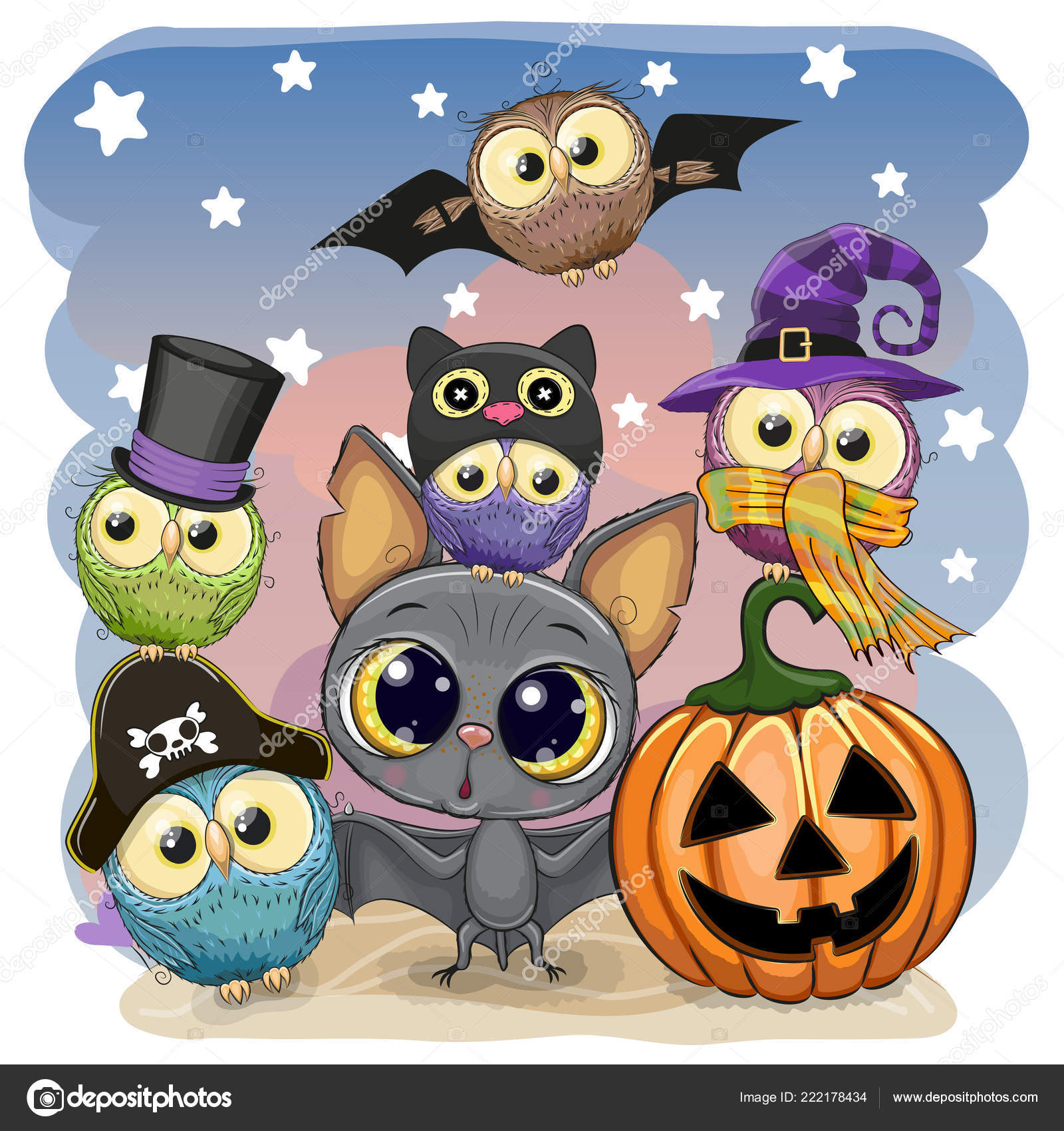 Image vectorielle Carte Voeux Halloween Chauve Souris Dessin Animé Mignon  Avec Citrouille par ©Reginast777 - 222178434, image size:1600x1700