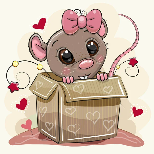 Kartkę Życzeniami Dziewczyna Cute Cartoon Rat Pole — Wektor stockowy
