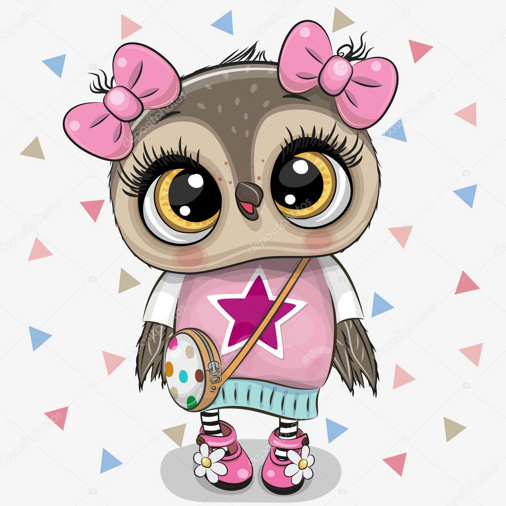 Vettoriale stockCarino Fumetto Gufo Ragazza Con Archi Uno Sfondo Bianco di  ©Reginast777 #242972082, image size:1024x1024