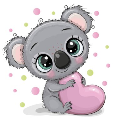 Sevimli çizgi film Koala ile kalp