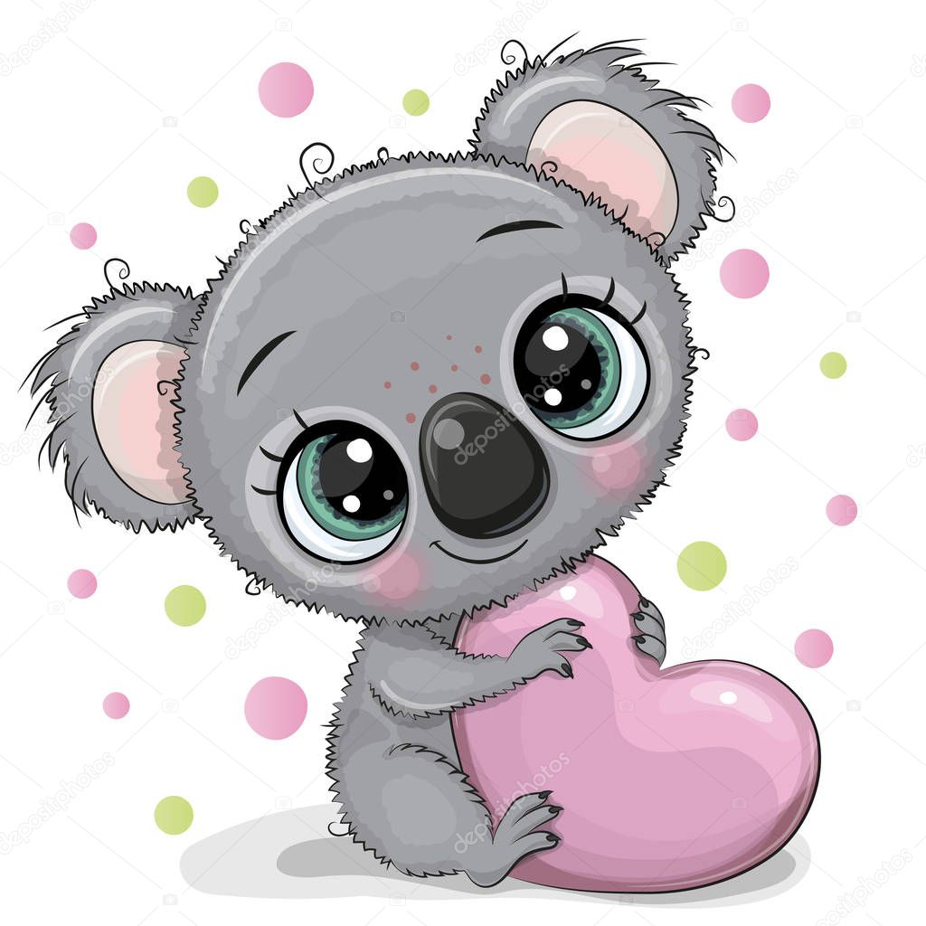Cute Cartoon Koala with heart