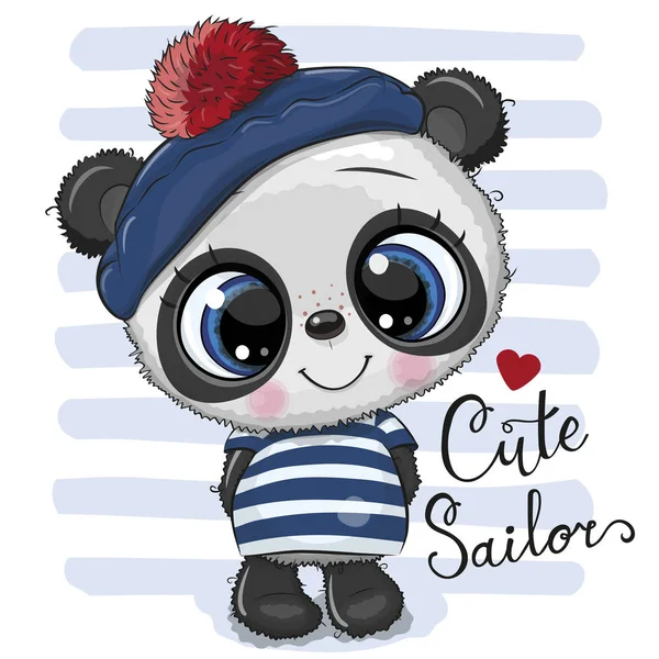 Desenhos animados do bebê Panda em traje de marinheiro — Vetor de Stock