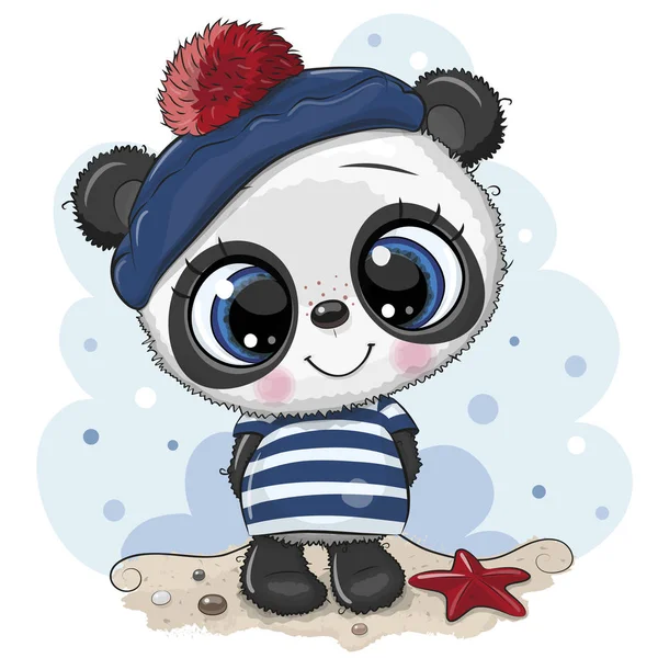 Baby Cartoon Panda im Matrosenkostüm — Stockvektor